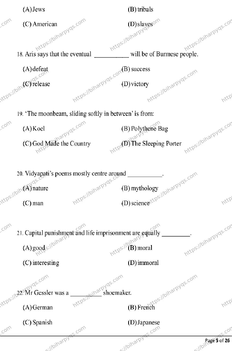 Bihar Board Class 10 2026 ENGLISH Model Papers - Page 5