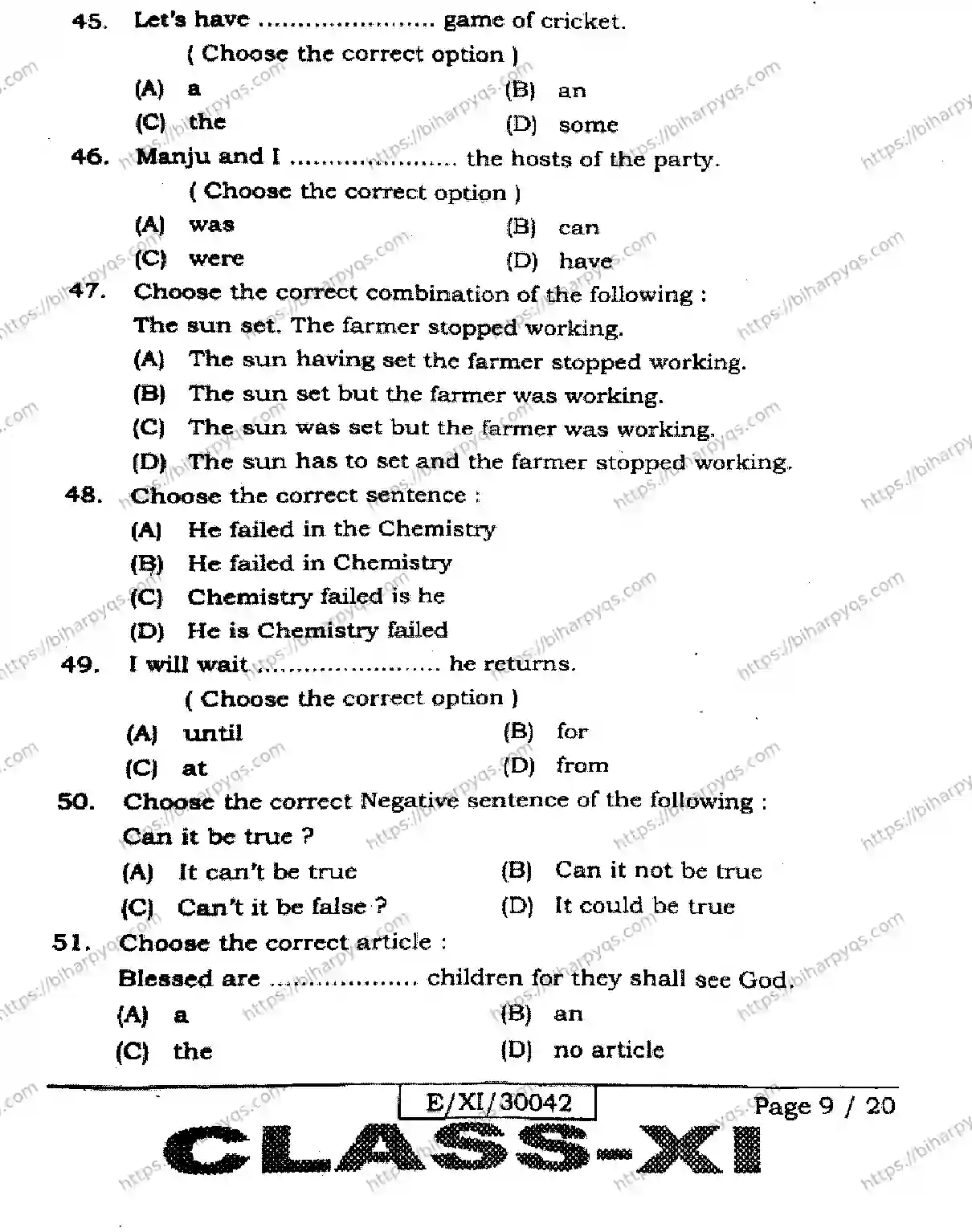 Bihar Board Class 11 2026 ENGLISH Finals - Page 9