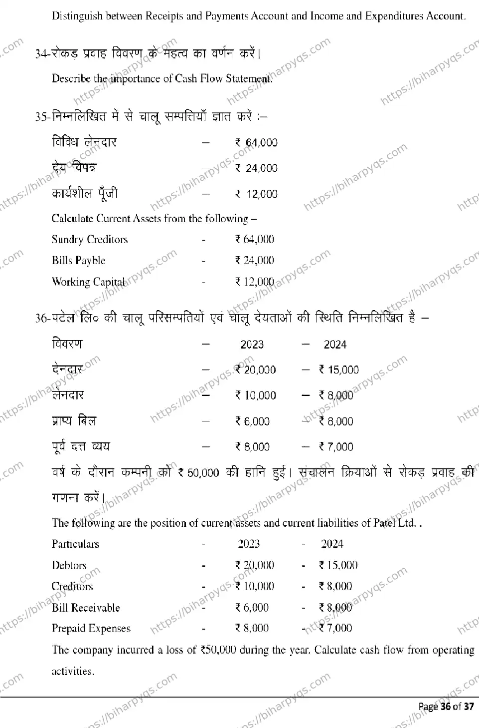 Bihar Board Class 2 2026 ACCOUNTANCY Model Papers - Page 36
