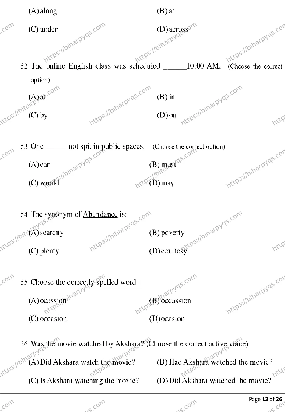 Bihar Board Class 2 2026 ENGLISH Model Papers - Page 12