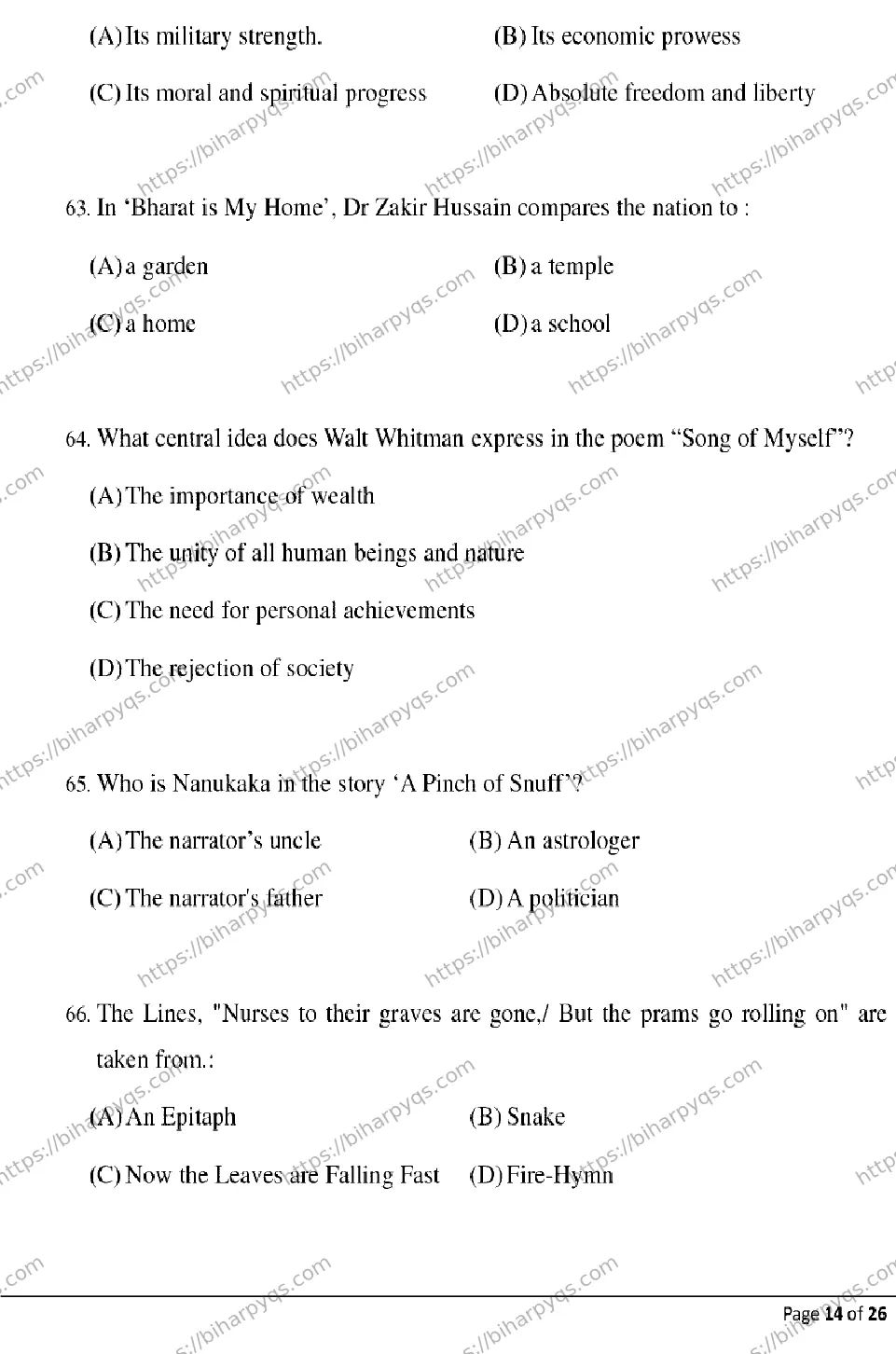 Bihar Board Class 2 2026 ENGLISH Model Papers - Page 14