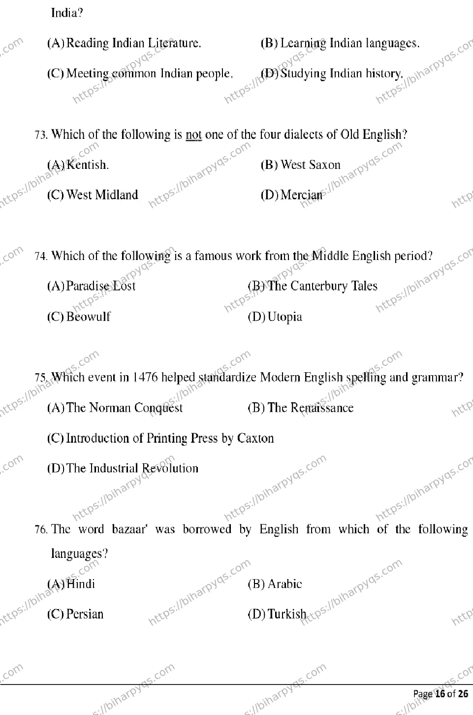 Bihar Board Class 2 2026 ENGLISH Model Papers - Page 16