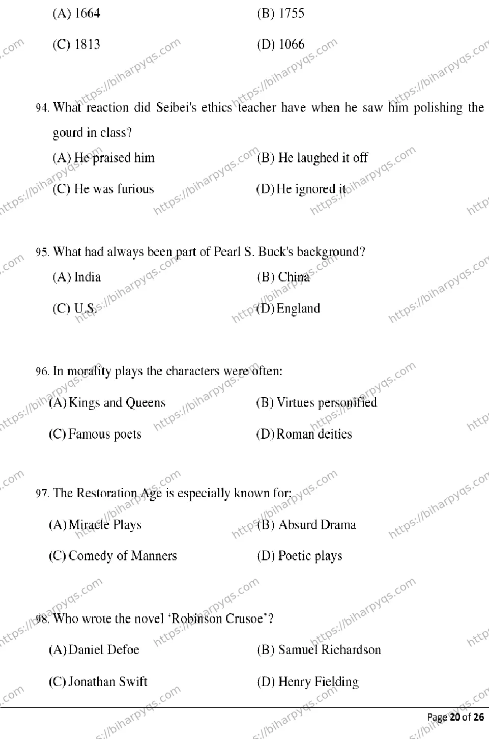 Bihar Board Class 2 2026 ENGLISH Model Papers - Page 20