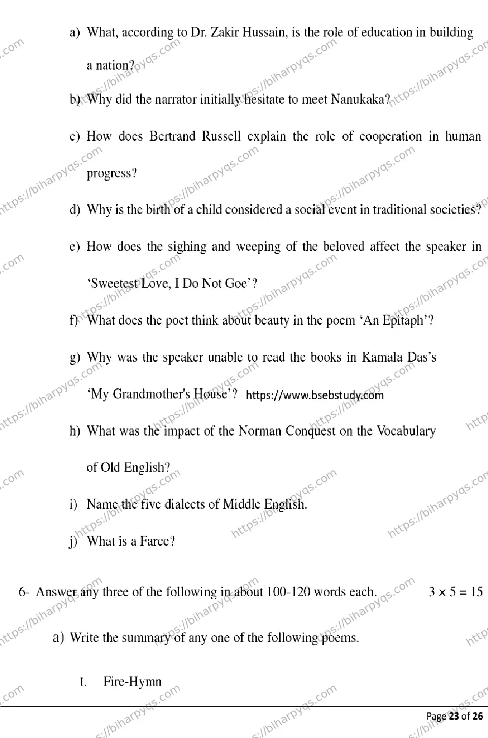 Bihar Board Class 2 2026 ENGLISH Model Papers - Page 23