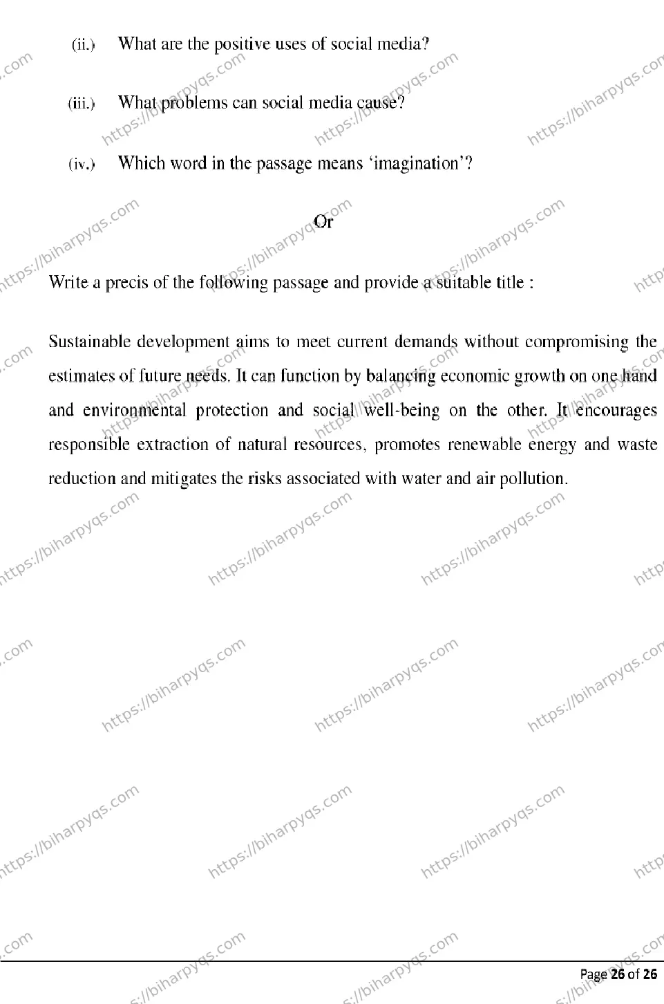 Bihar Board Class 2 2026 ENGLISH Model Papers - Page 26