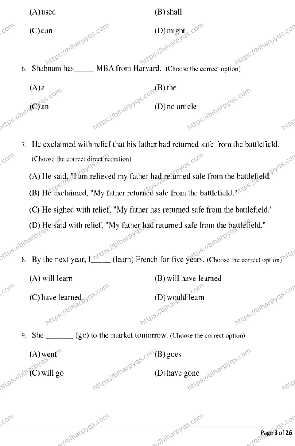 Bihar Board Class 2 2026 ENGLISH Model Papers - Page 3