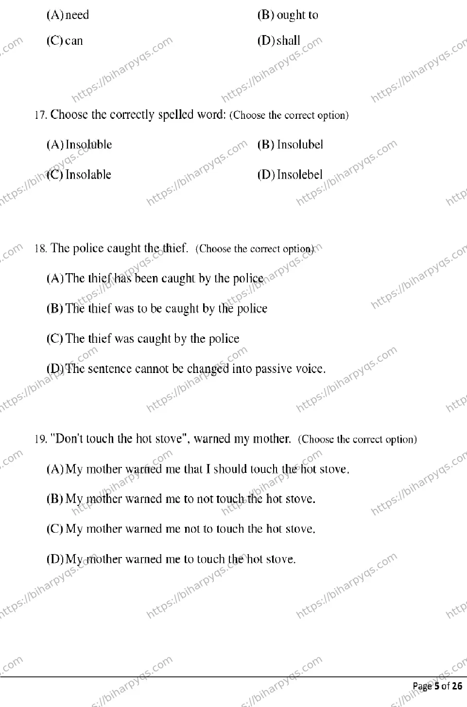 Bihar Board Class 2 2026 ENGLISH Model Papers - Page 5