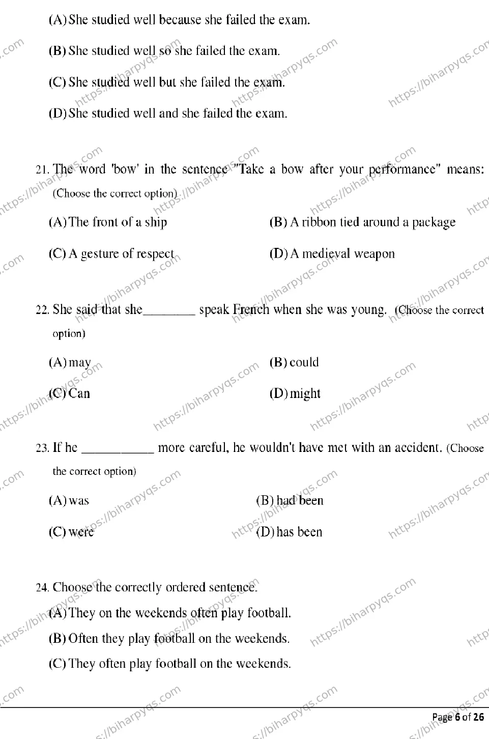 Bihar Board Class 2 2026 ENGLISH Model Papers - Page 6