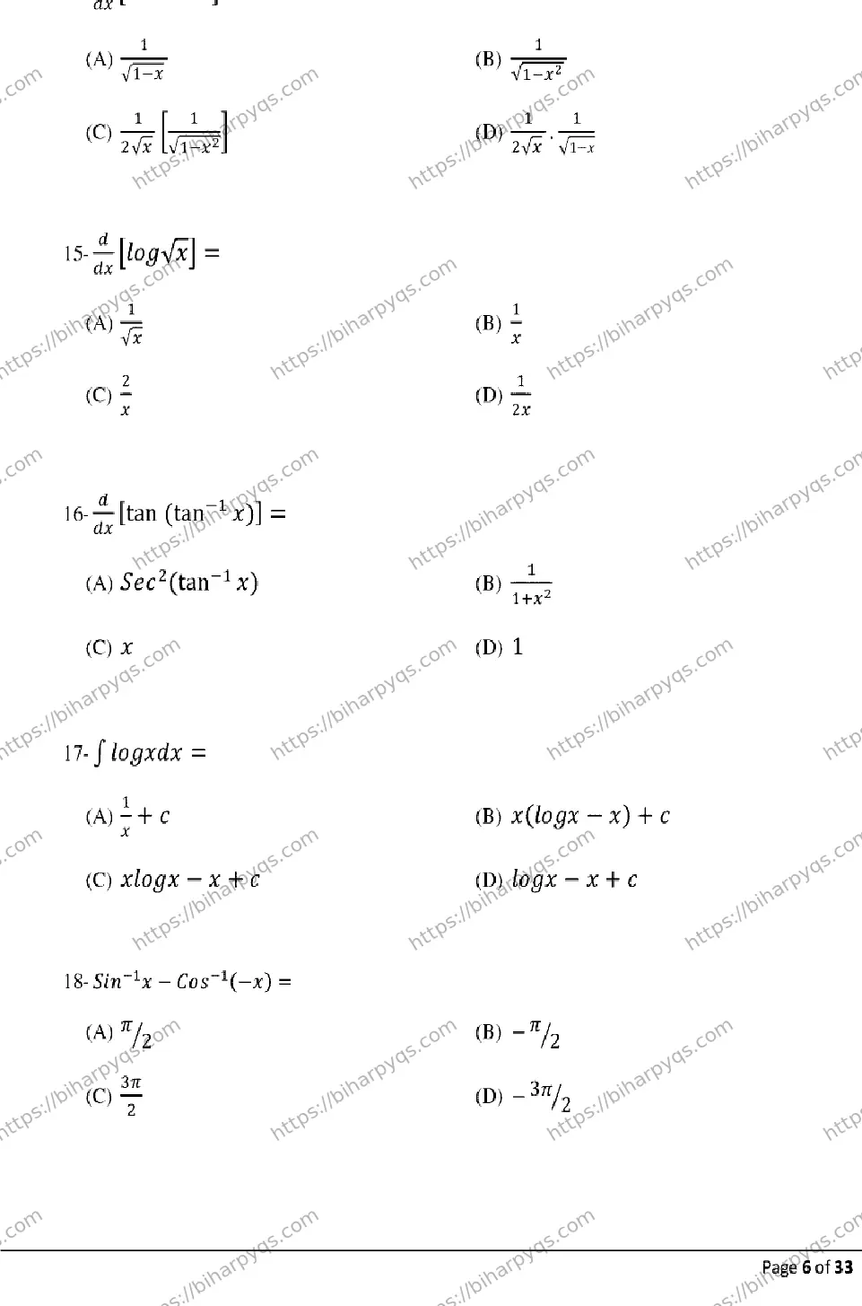 Bihar Board Class 12 2026 MATHEMATICS Model Papers - Page 6