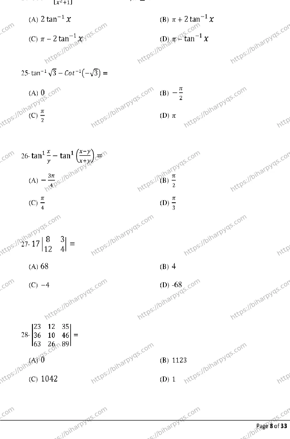 Bihar Board Class 12 2026 MATHEMATICS Model Papers - Page 8