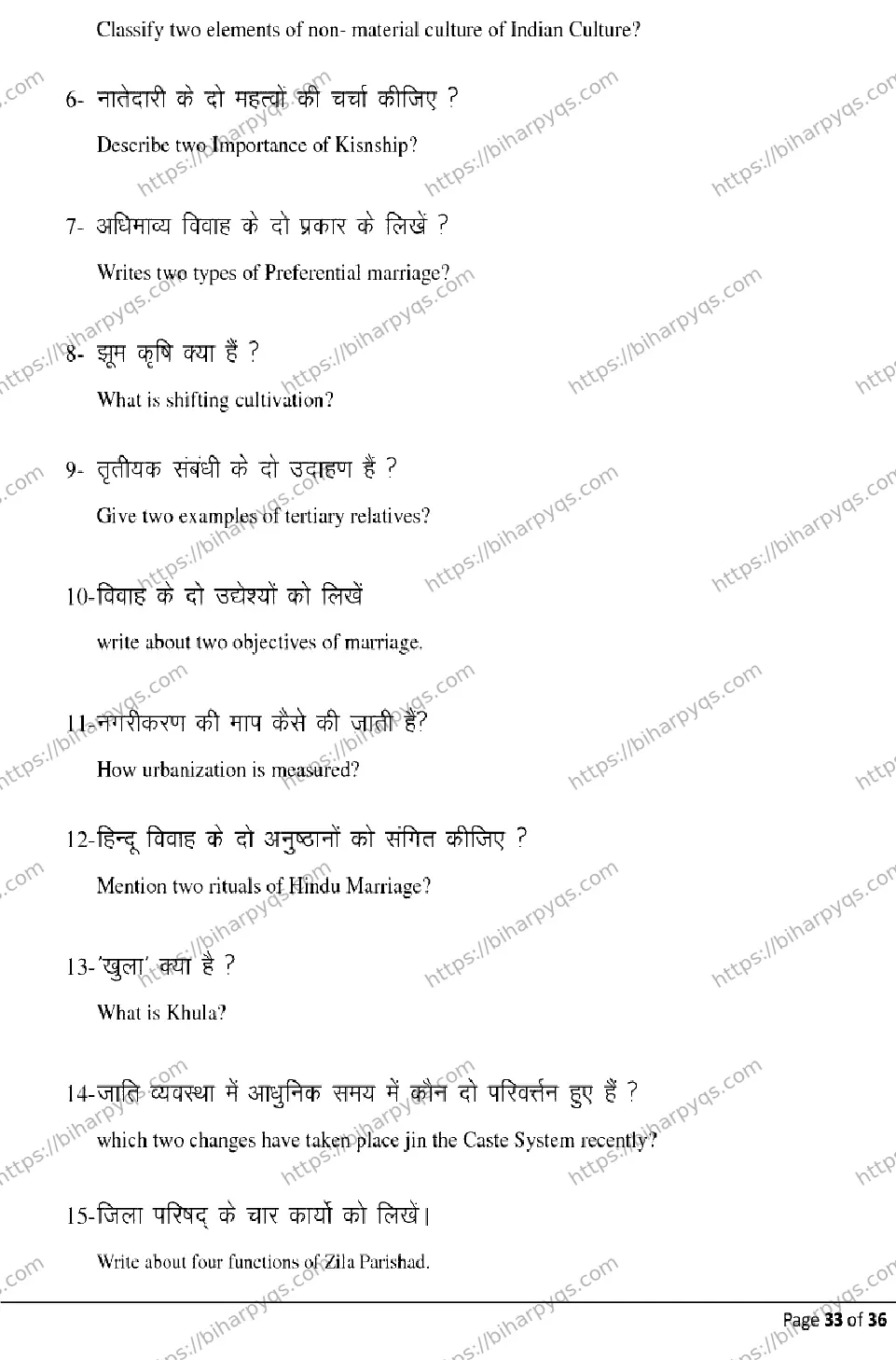 Bihar Board Class 12 2026 SOCIOLOGY Model Papers - Page 33