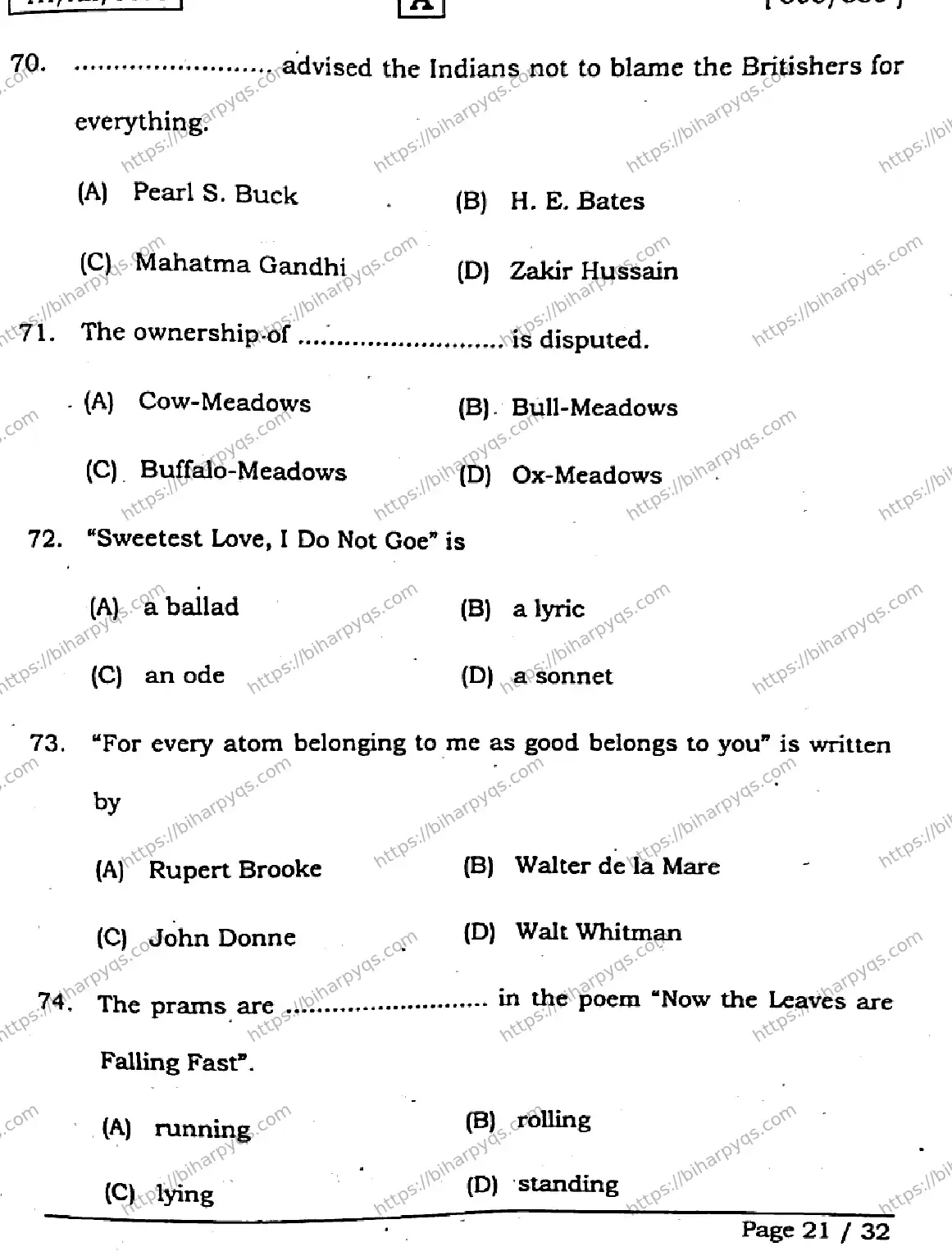 Bihar Board Class 2 2026 ENGLISH SET A Question Bank - Page 21