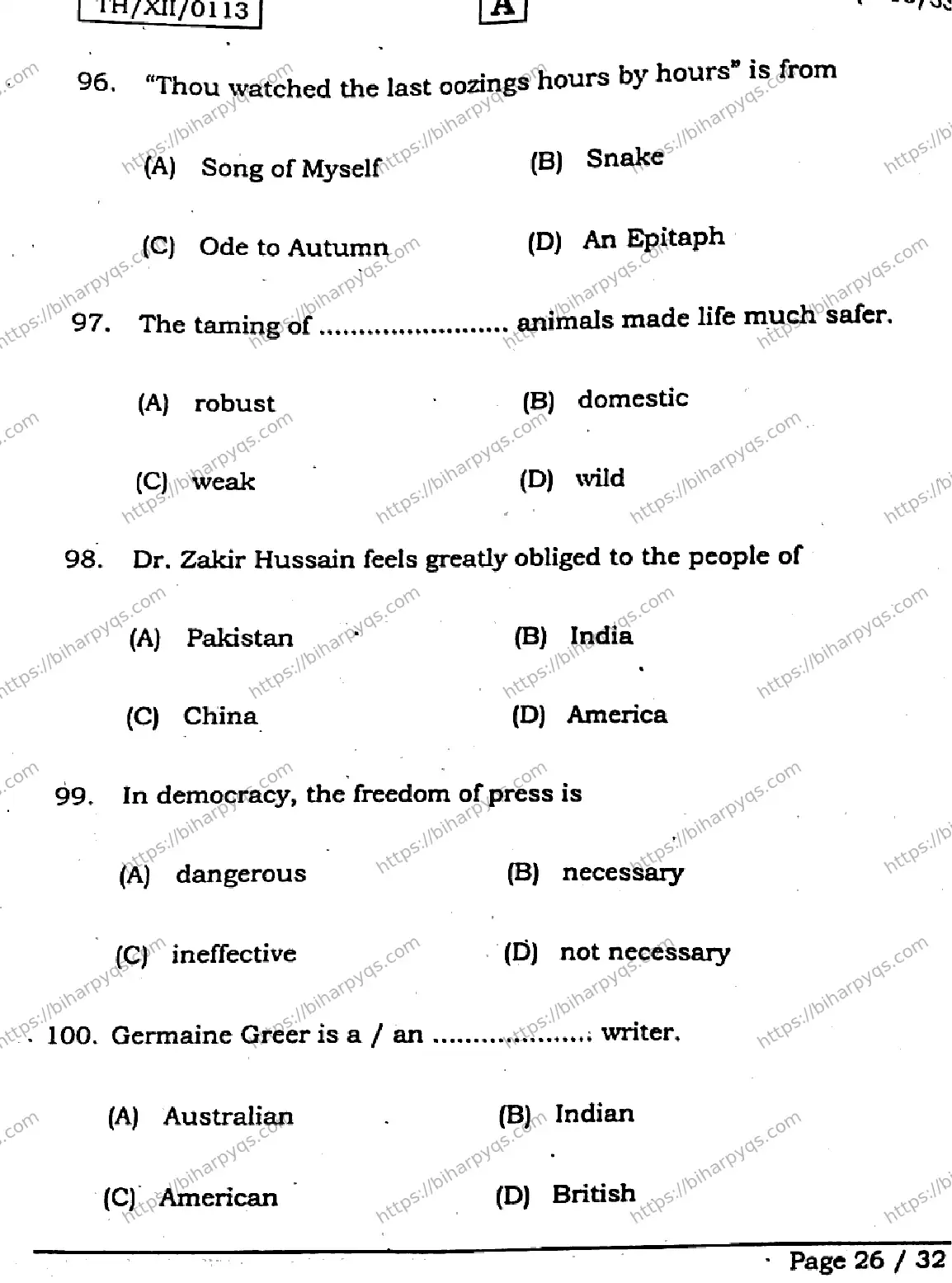 Bihar Board Class 2 2026 ENGLISH SET A Question Bank - Page 26