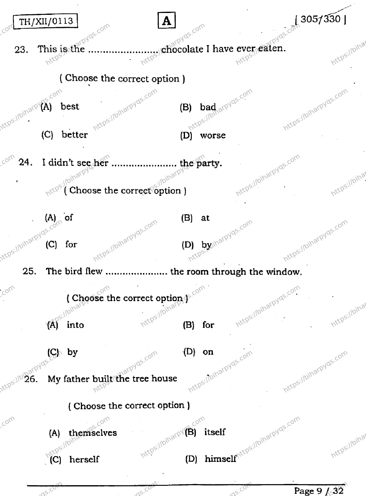 Bihar Board Class 2 2026 ENGLISH SET A Question Bank - Page 9