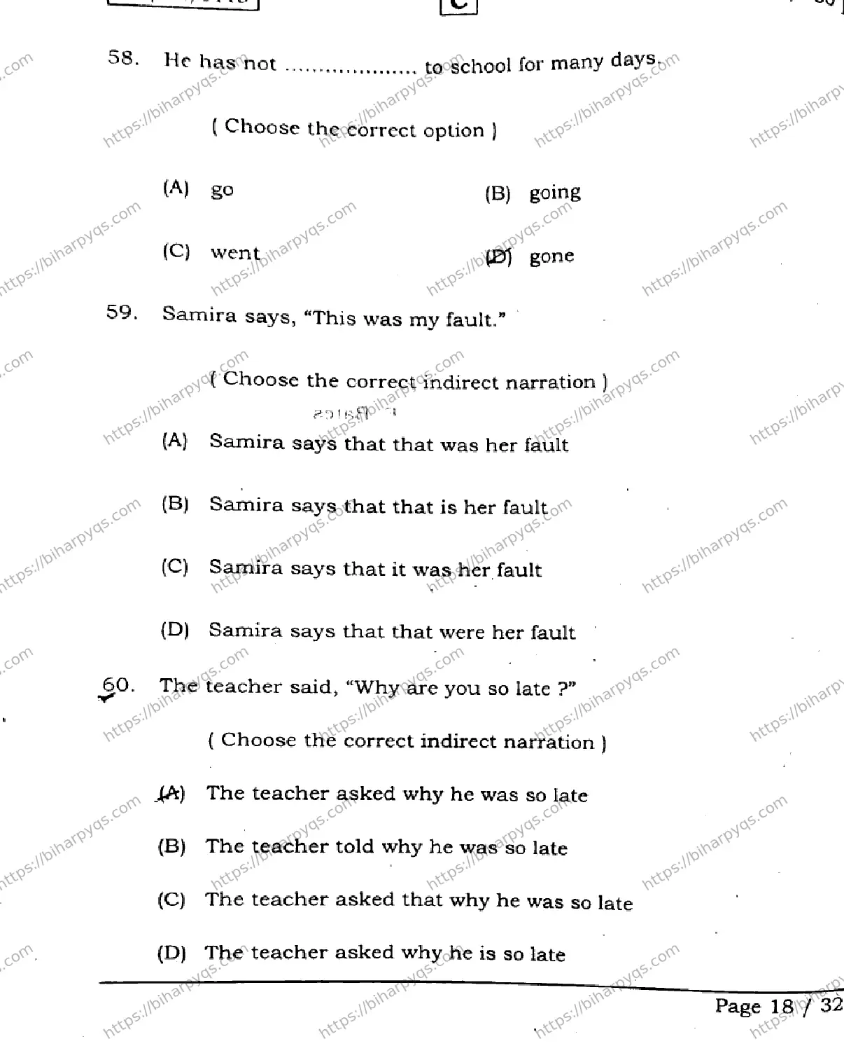 Bihar Board Class 2 2026 ENGLISH SET C Question Bank - Page 18