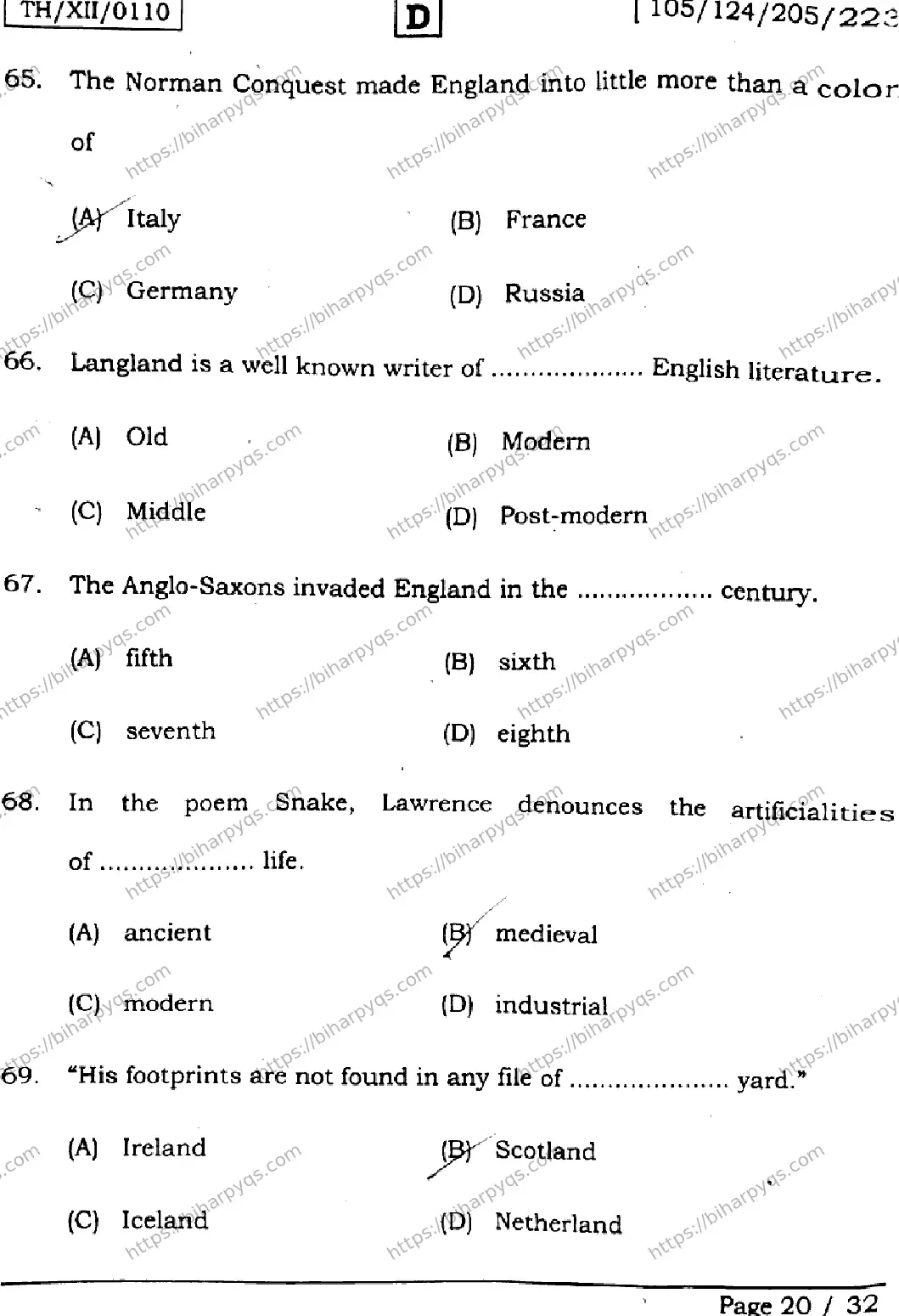 Bihar Board Class 2 2026 ENGLISH SET D Question Bank - Page 20