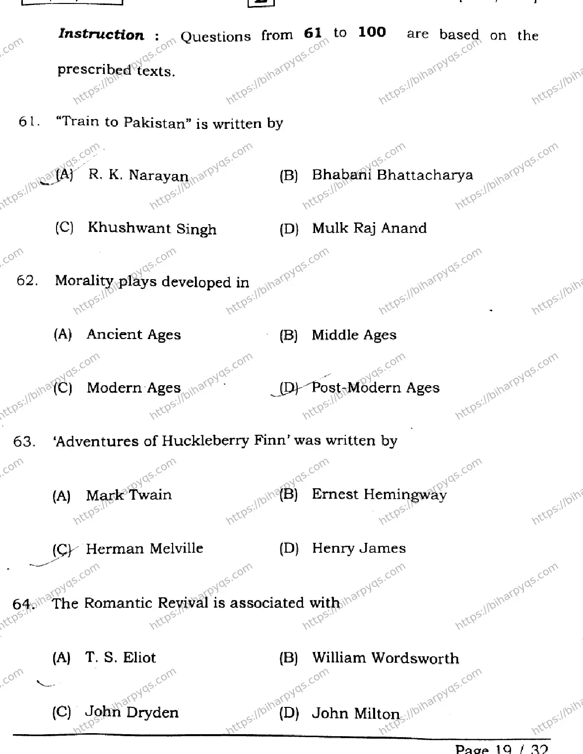 Bihar Board Class 2 2026 ENGLISH SET E Question Bank - Page 19