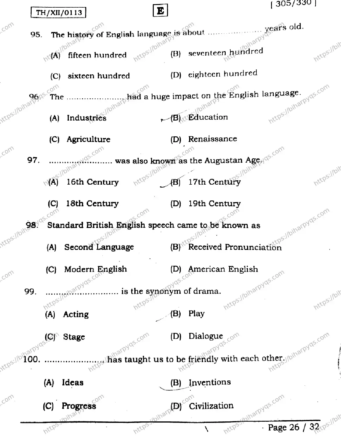 Bihar Board Class 2 2026 ENGLISH SET E Question Bank - Page 26