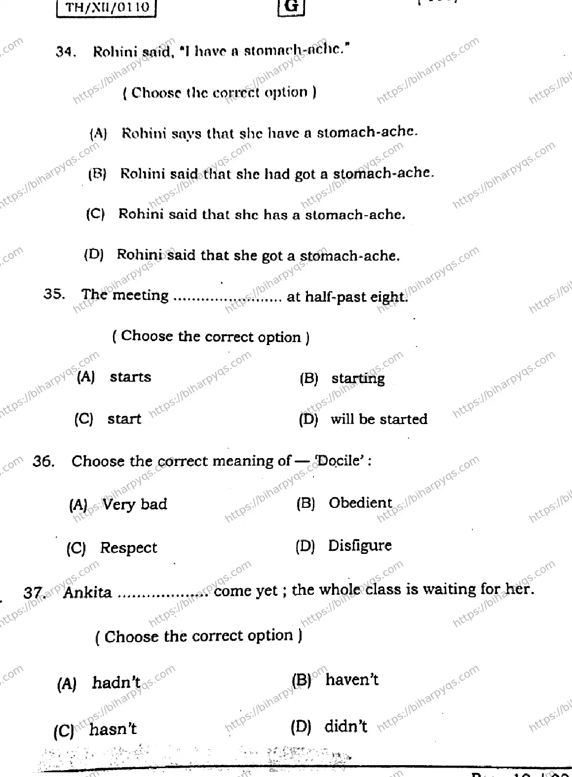 Bihar Board Class 2 2026 ENGLISH SET G Question Bank - Page 11