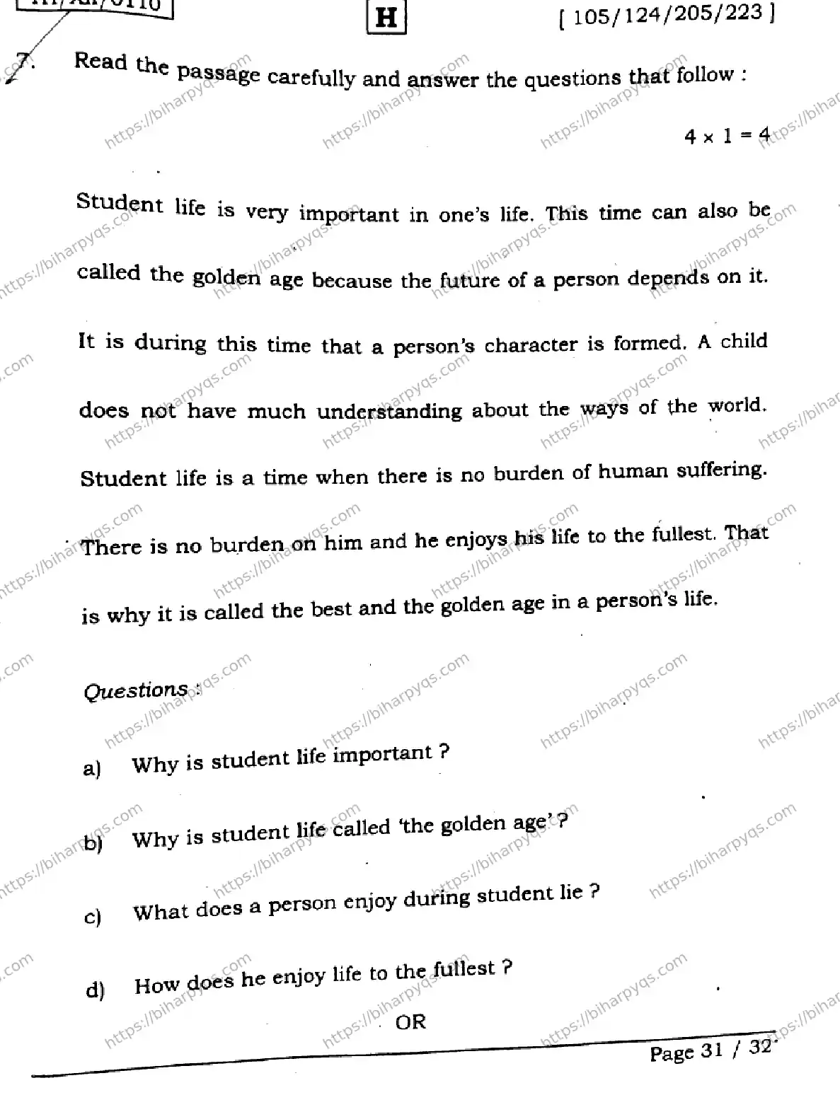 Bihar Board Class 2 2026 ENGLISH SET H Question Bank - Page 31