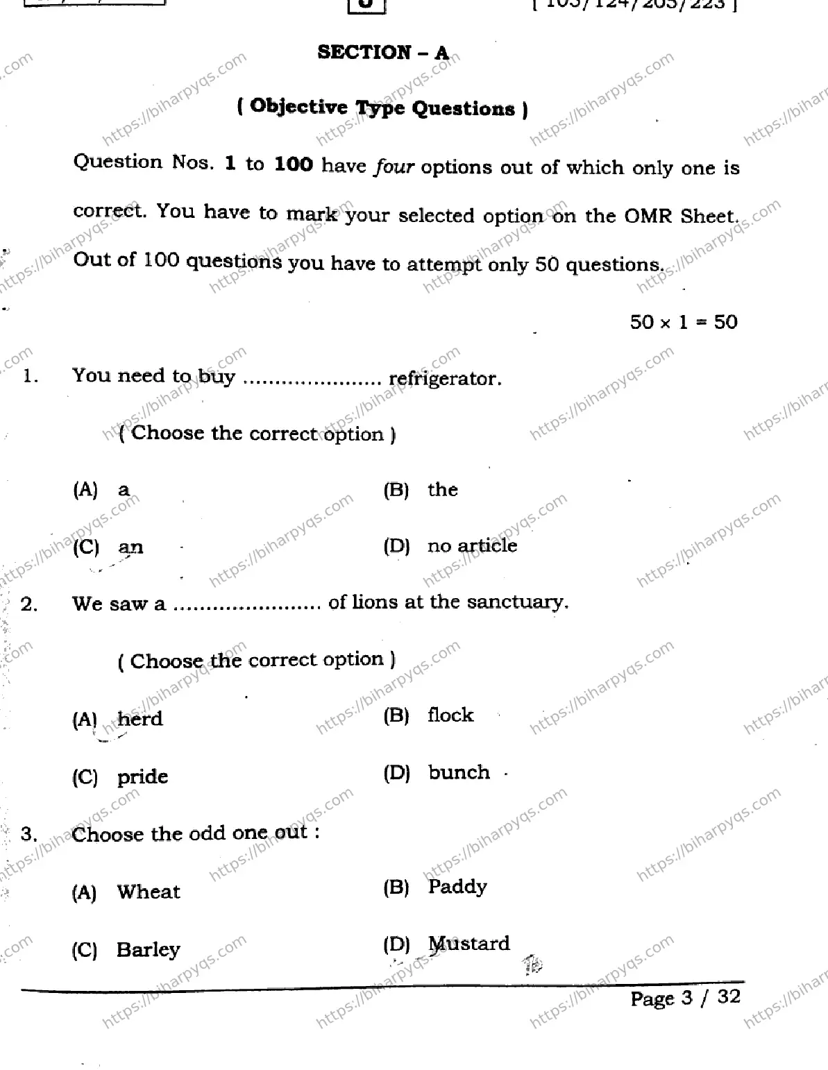 Bihar Board Class 2 2026 ENGLISH SET J Question Bank - Page 3