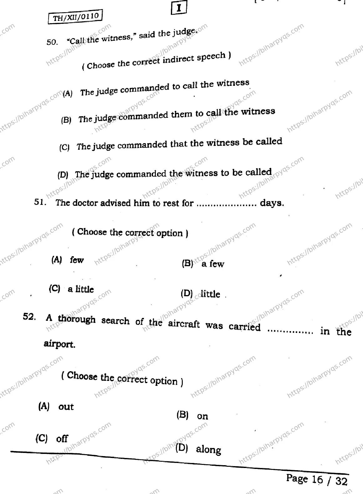 Bihar Board Class 2 2026 ENGLISH SETI Question Bank - Page 16