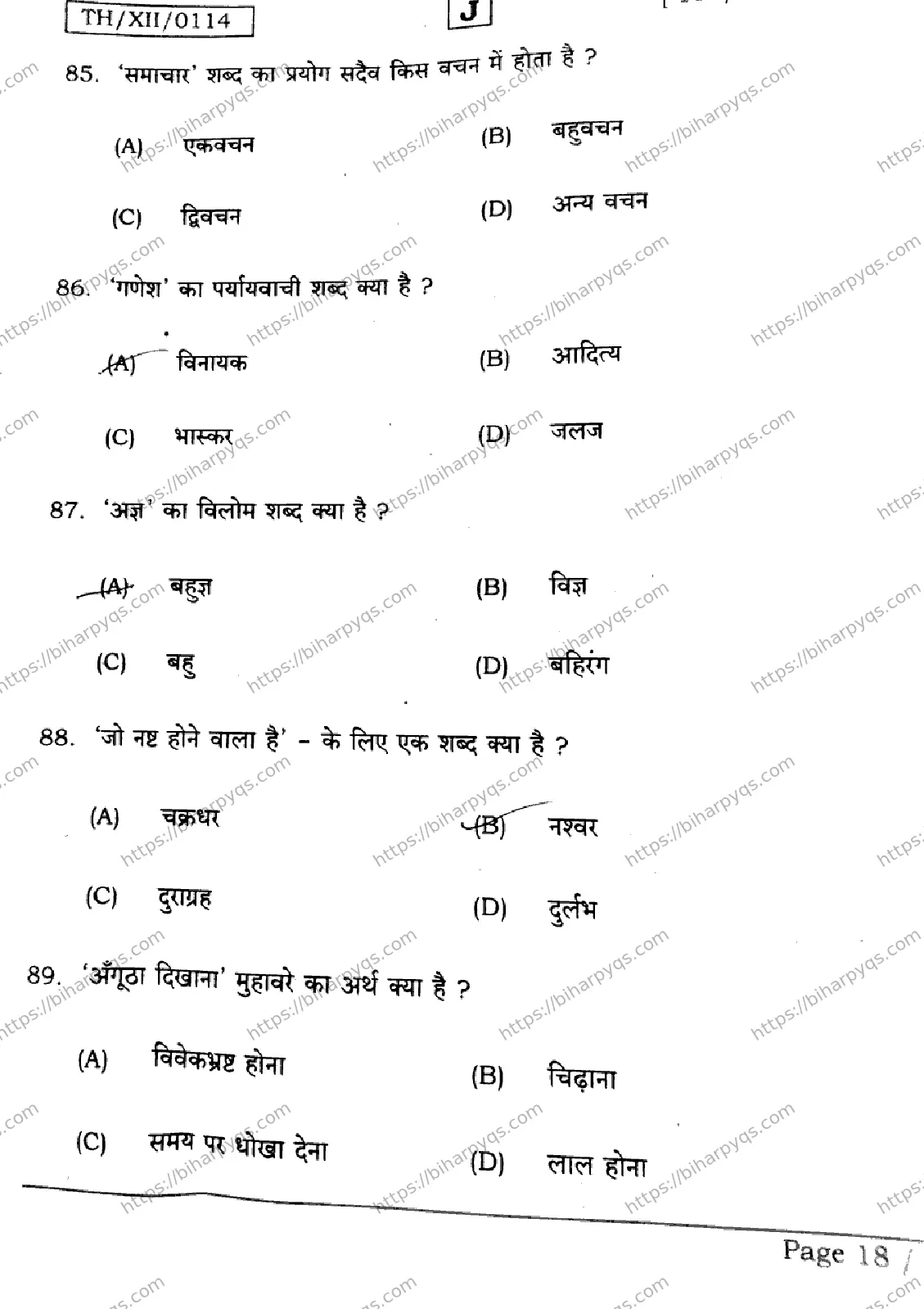 Bihar Board Class 12 2026 HINDI SET J Question Bank - Page 18