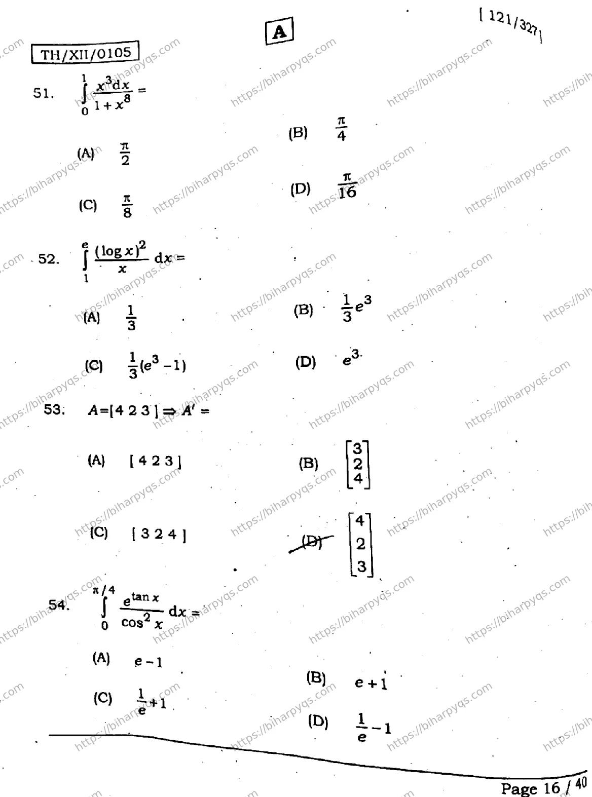 Bihar Board Class 12 2026 MATHEMATICS SET A Question Bank - Page 16