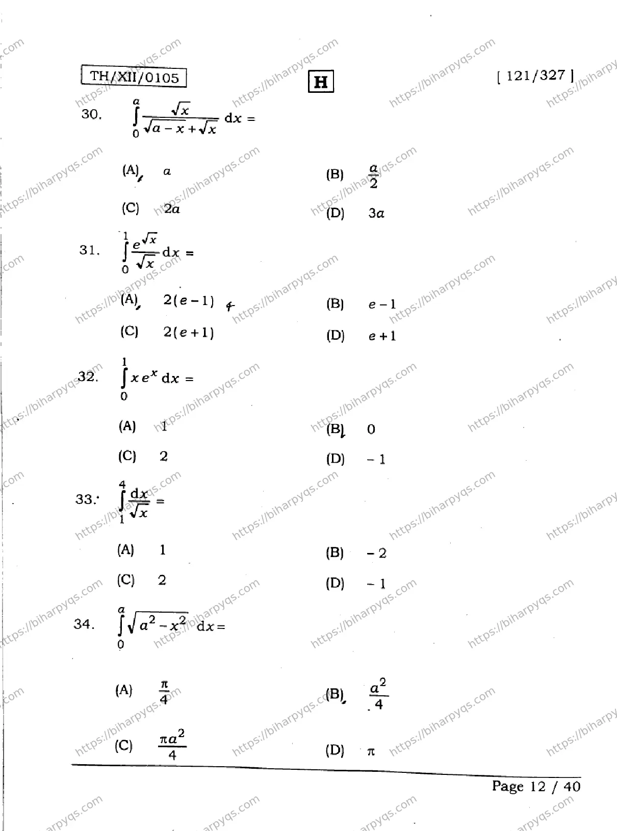 Bihar Board Class 12 2026 MATHEMATICS SET H Question Bank - Page 12
