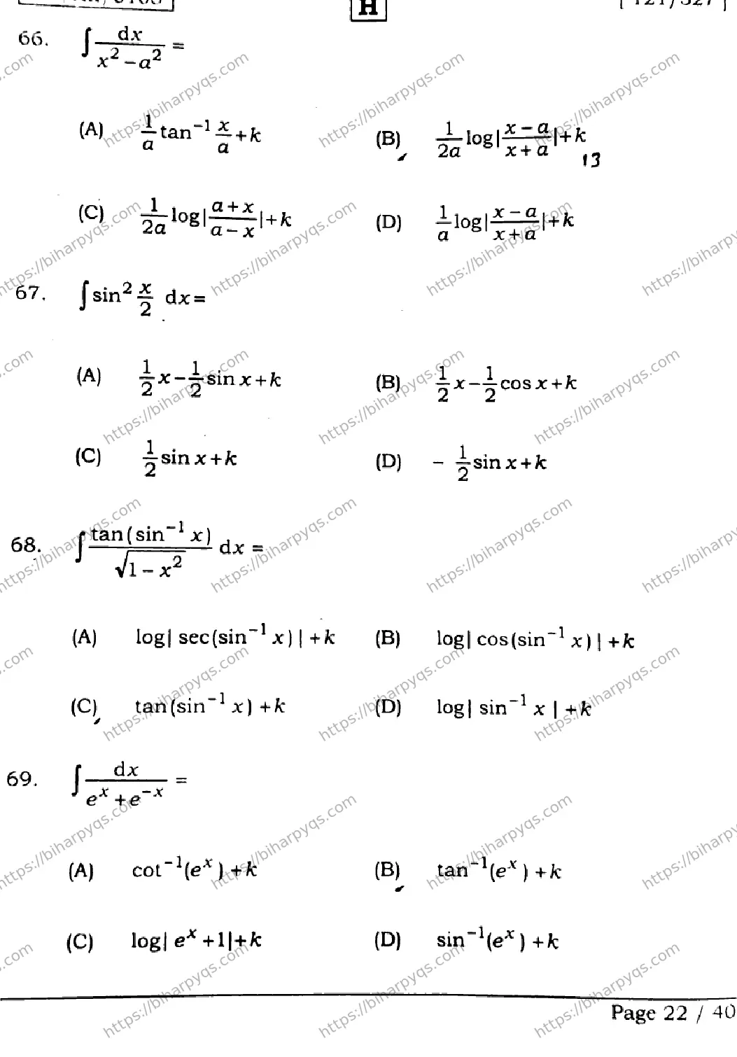 Bihar Board Class 12 2026 MATHEMATICS SET H Question Bank - Page 22