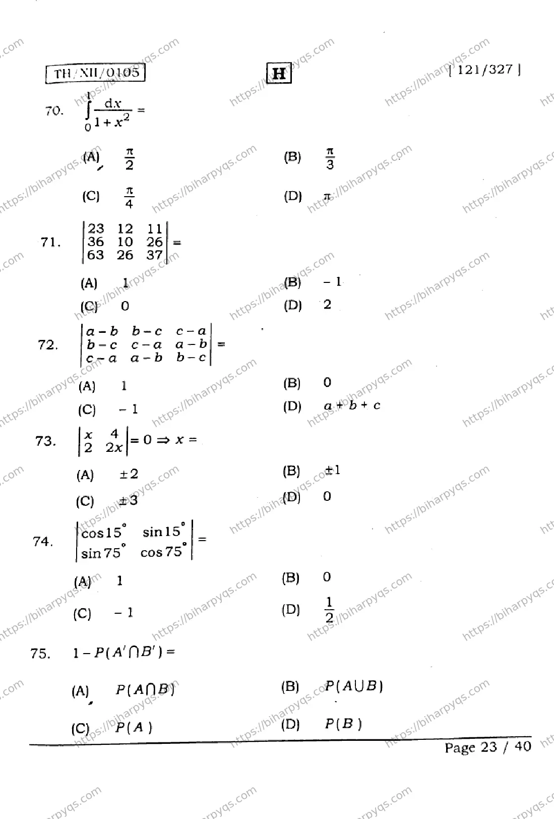 Bihar Board Class 12 2026 MATHEMATICS SET H Question Bank - Page 23