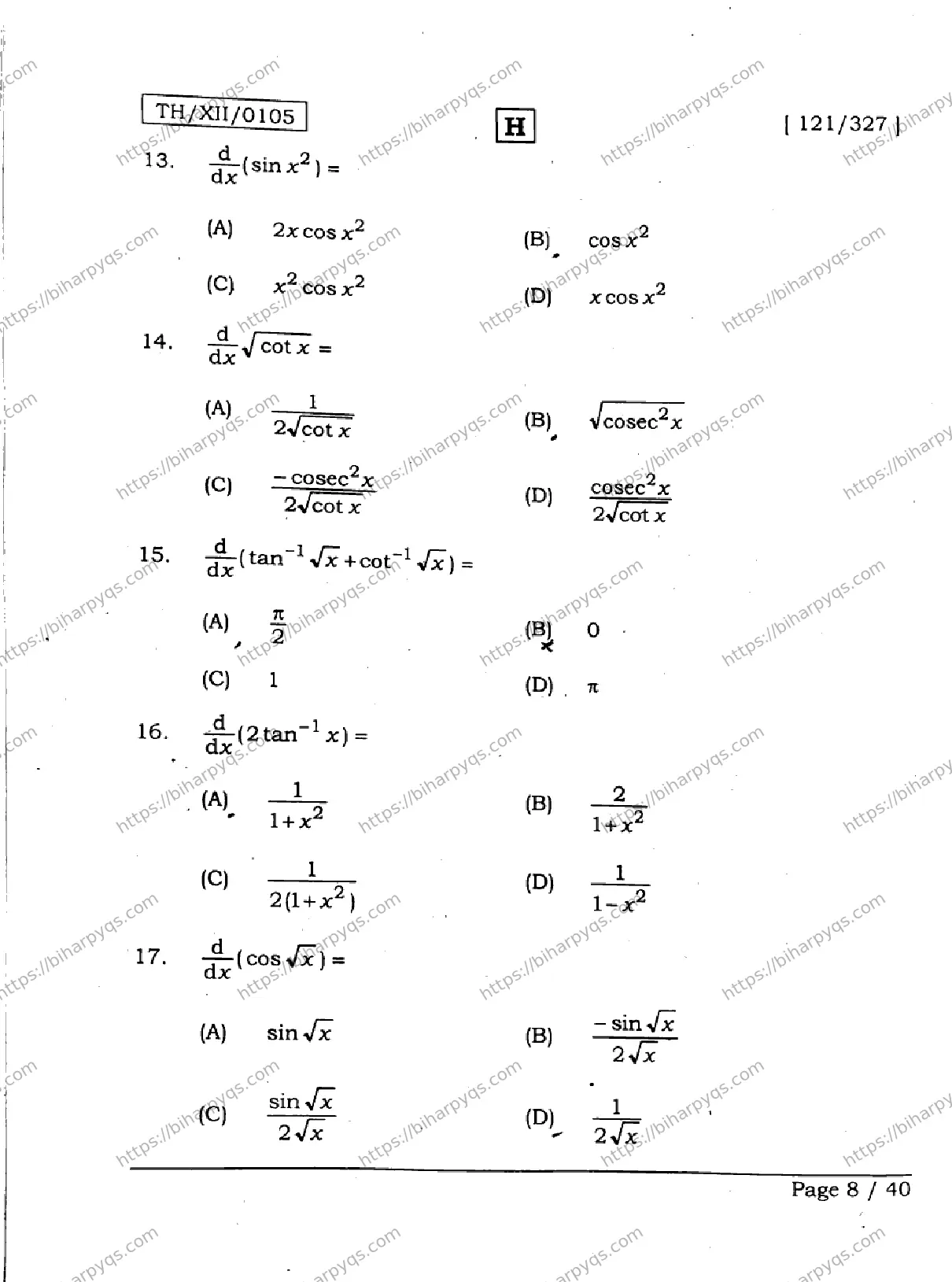 Bihar Board Class 12 2026 MATHEMATICS SET H Question Bank - Page 8