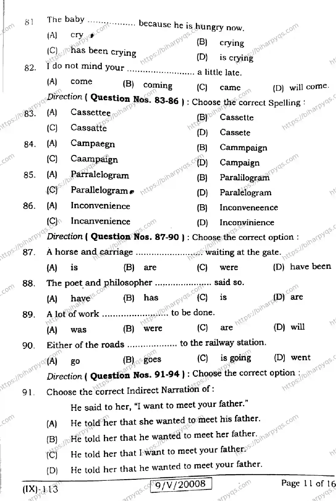 Bihar Board Class 9 2026 ENGLISH Question Bank - Page 11