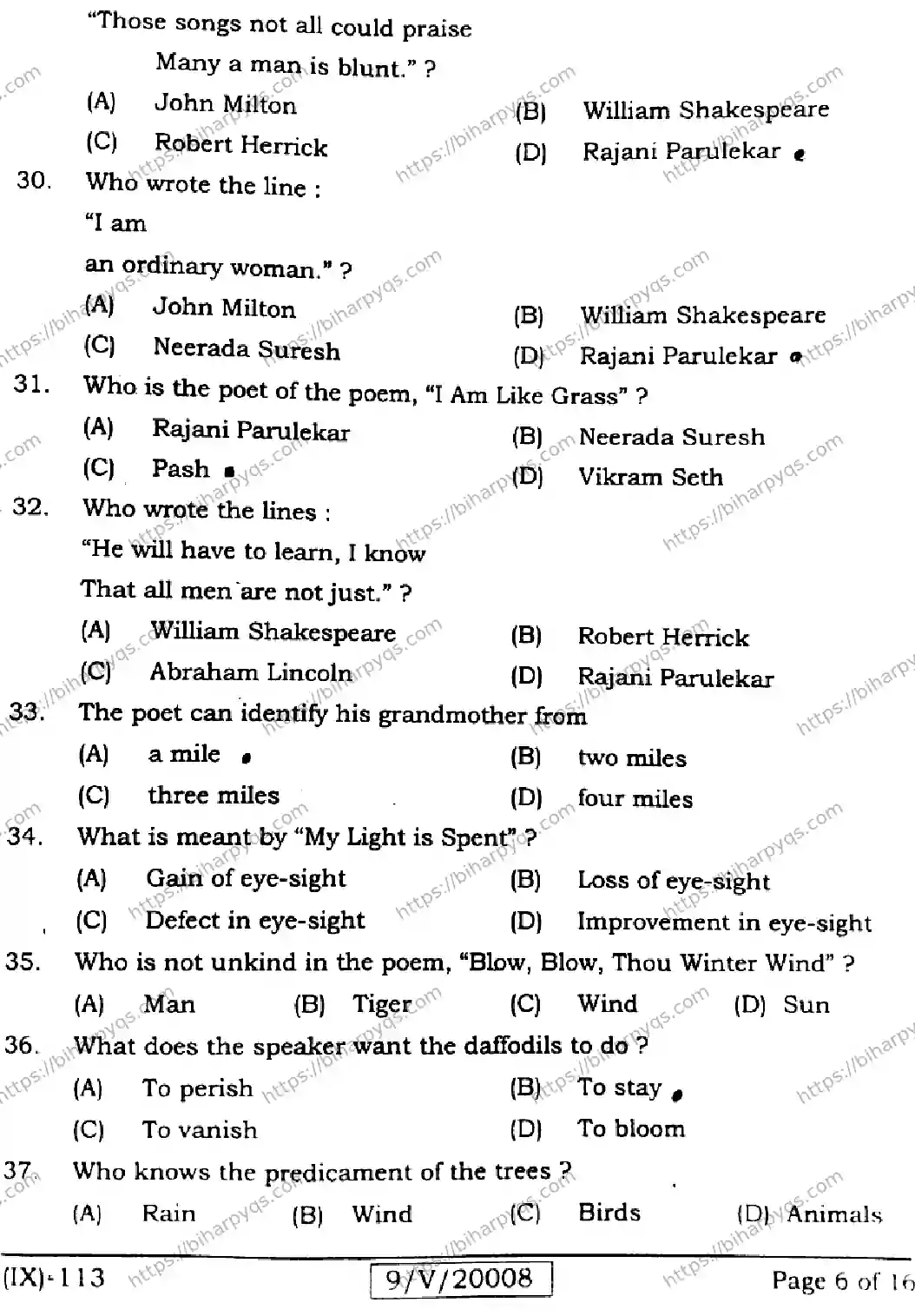 Bihar Board Class 9 2026 ENGLISH Question Bank - Page 6